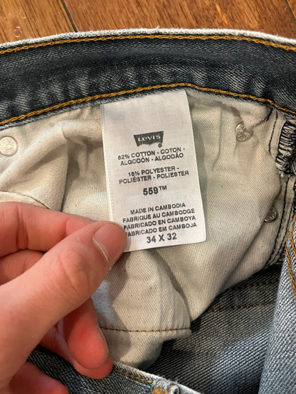 00s Levi's 559 Distressed Blue Jeans (34 x 32)
