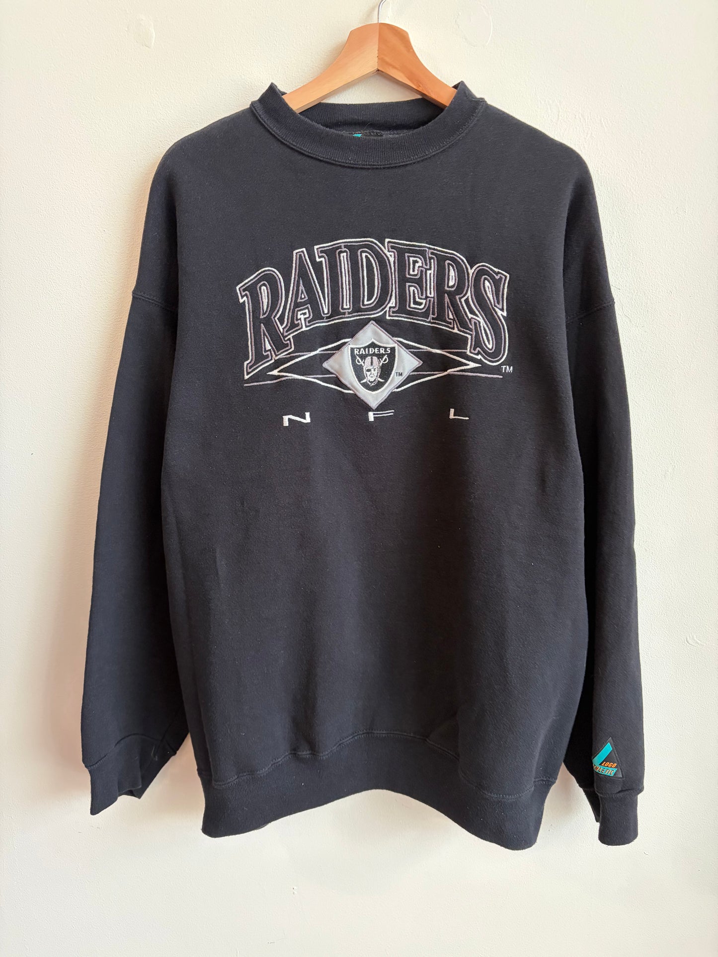 90s Oakland Raiders Embroidered Logo Athletic Crewneck (L)