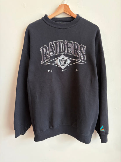 90s Oakland Raiders Embroidered Logo Athletic Crewneck (L)