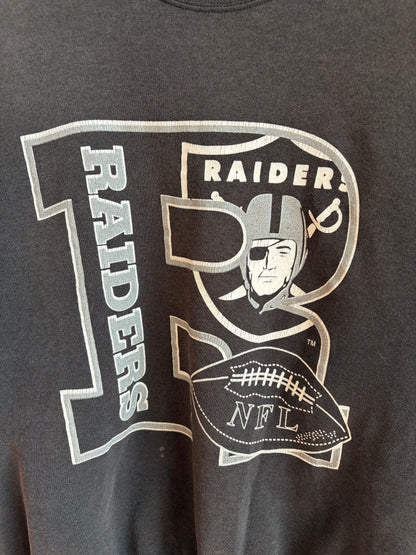 1990s Oakland Raiders Hanes Faded Black Crewneck (XXL)