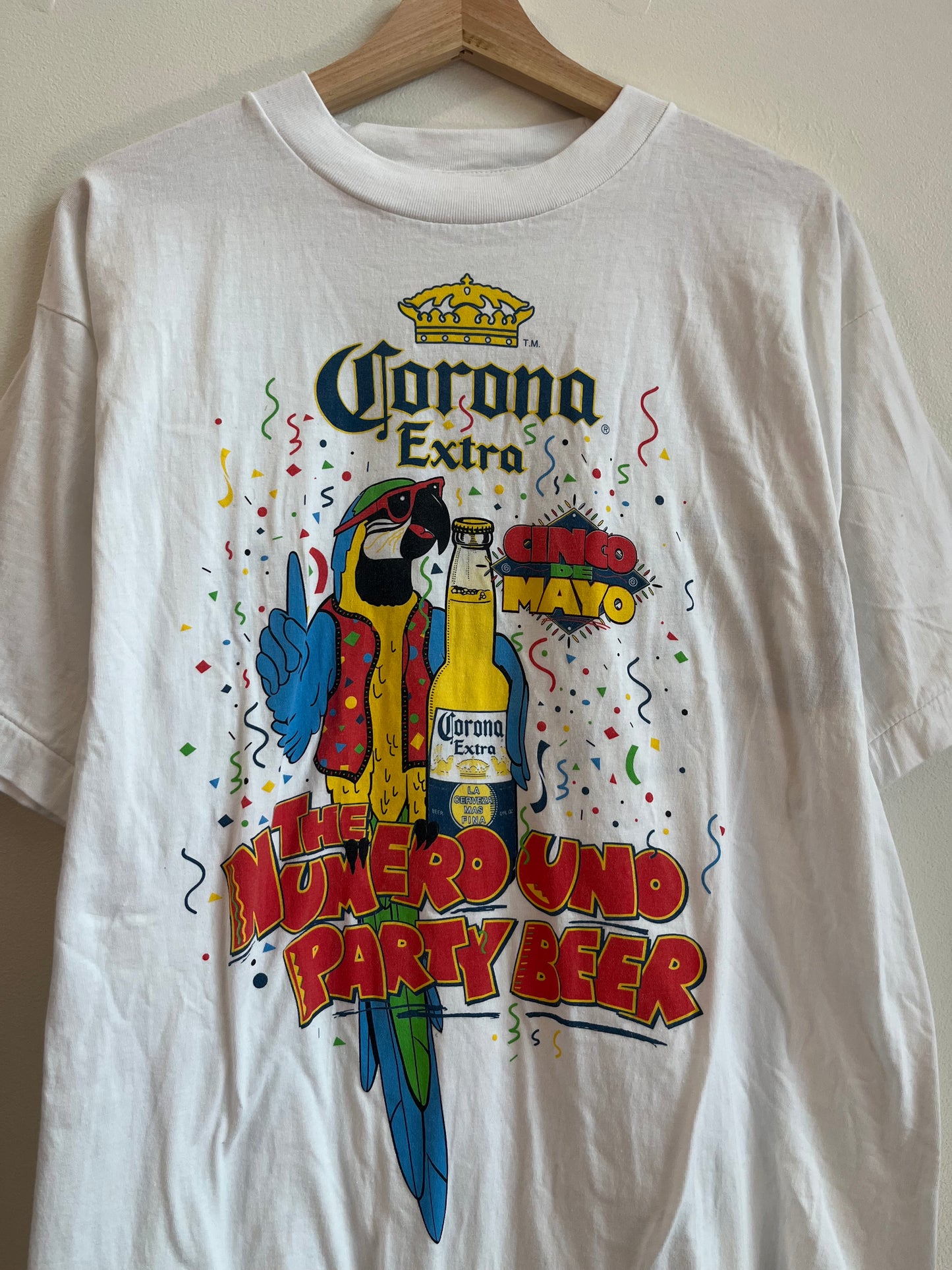 90s Corona Alcohol Beer Cinco de Mayo Parrot Promo Tee (L)
