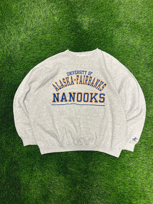 90s University Of Alaska-Fairbanks Nanooks Spell Out Crewneck (XL)