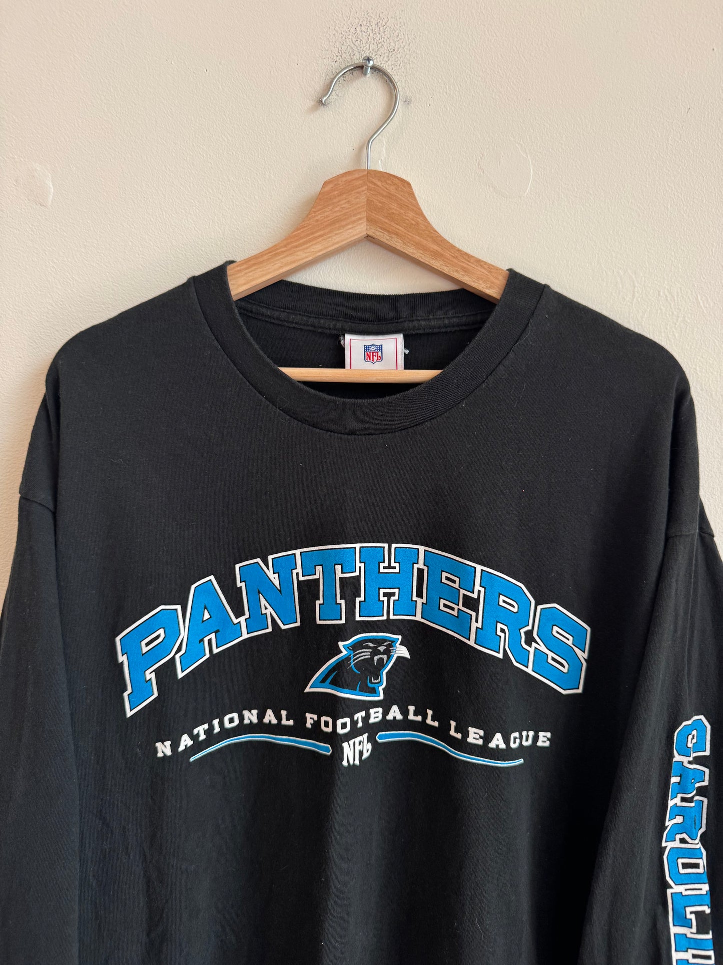 2007 Carolina Panthers Spell Out NFL Long-Sleeve Shirt (XL)