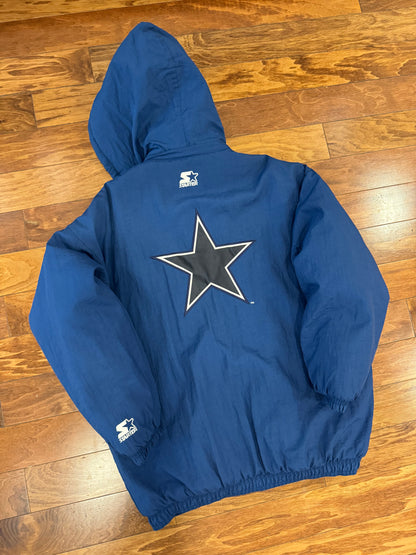 90s Dallas Cowboys Starter Embroidered Vintage Puffer Jacket (XL)