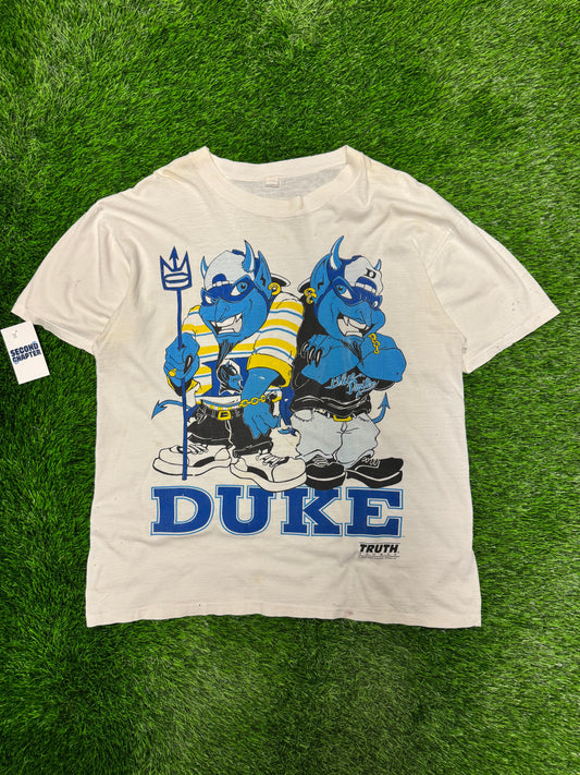 1993 Duke University Blue Devils Cartoon Mascots Vintage Tee (XL)