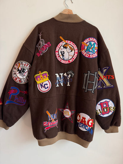 00s Negro League Baseball Mocha Patchwork Jacket (XL)