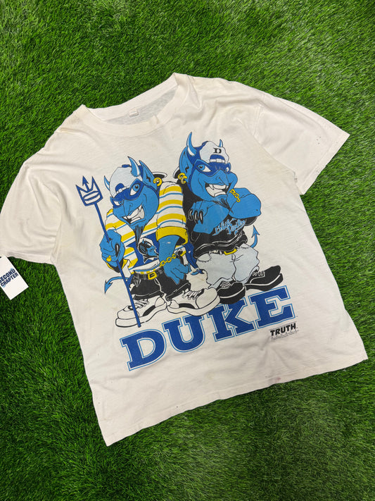 1993 Duke University Blue Devils Cartoon Mascots Vintage Tee (XL)