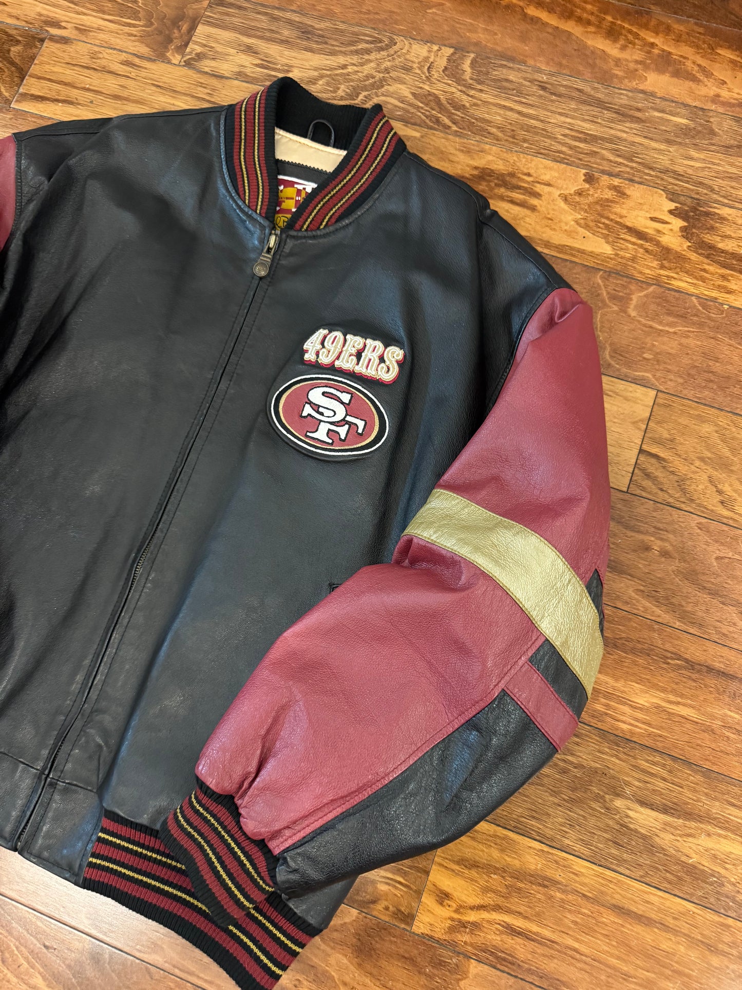 90s San Francisco 49ers Carl Banks Rare Leather Jacket (XL)