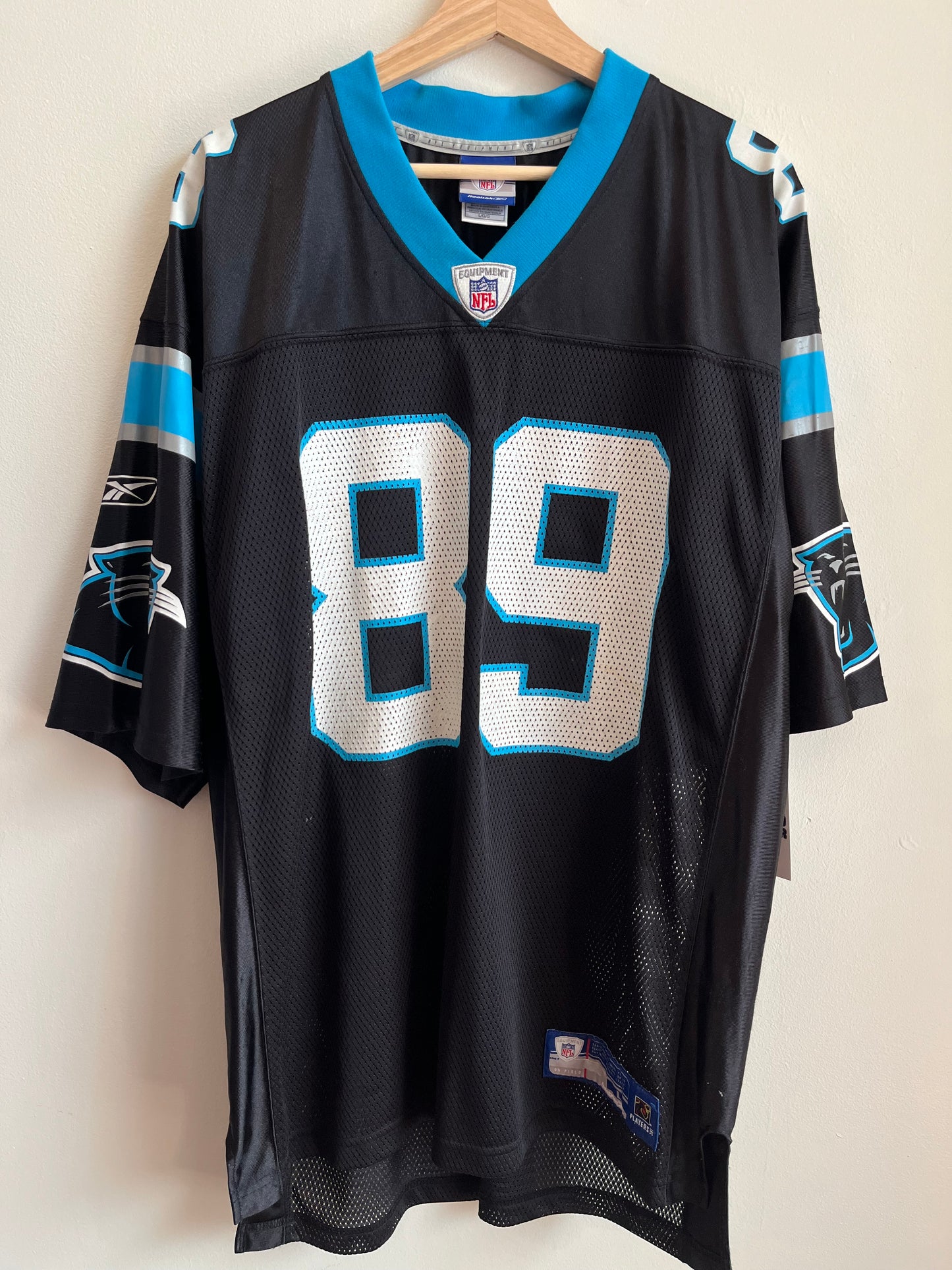 00s Carolina Panthers Steve Smith Black Reebok Jersey (L)