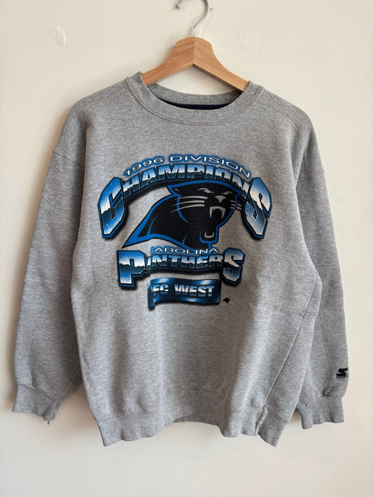1996 Carolina Panthers NFC West Champions Grey Starter Crewneck (M)