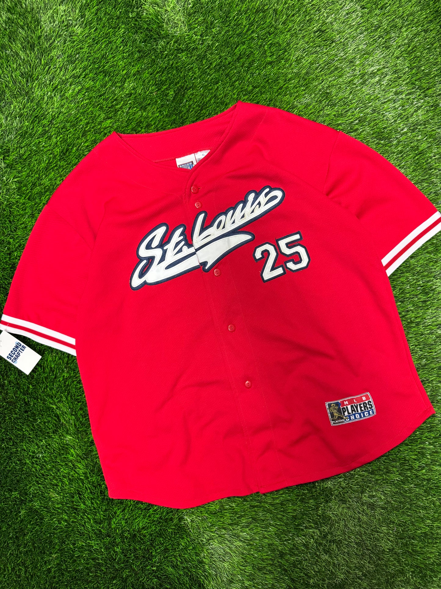 90s St Louis Cardinals Mark McGwire #25 Vintage MLB Players Choice Baseball Jersey (XL)