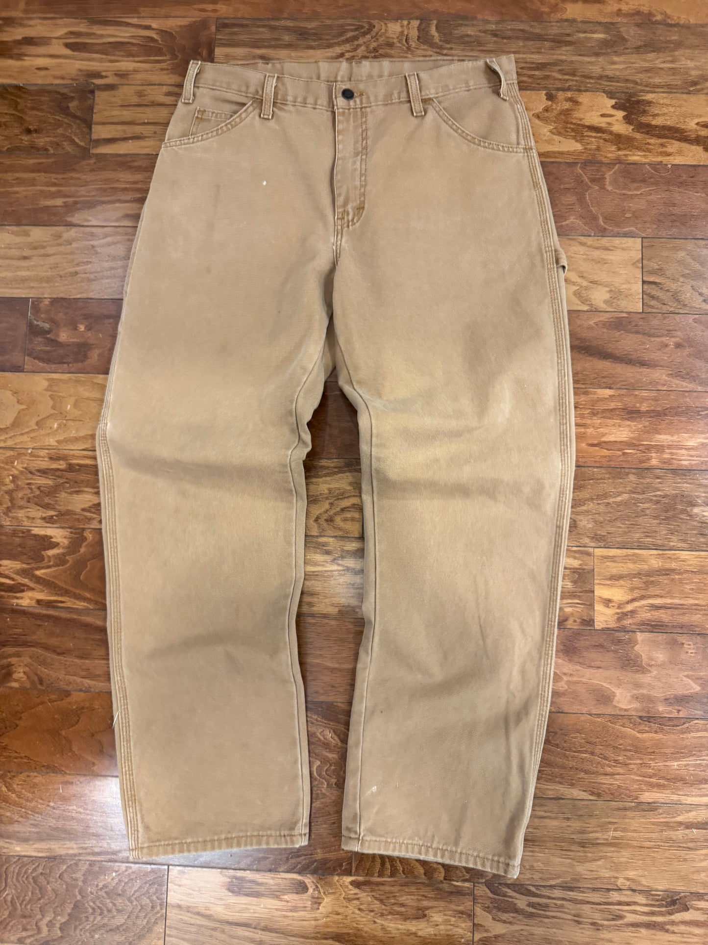 00s Dickies Red Tab Tan Workwear Carpenter Pants (34 x 32)