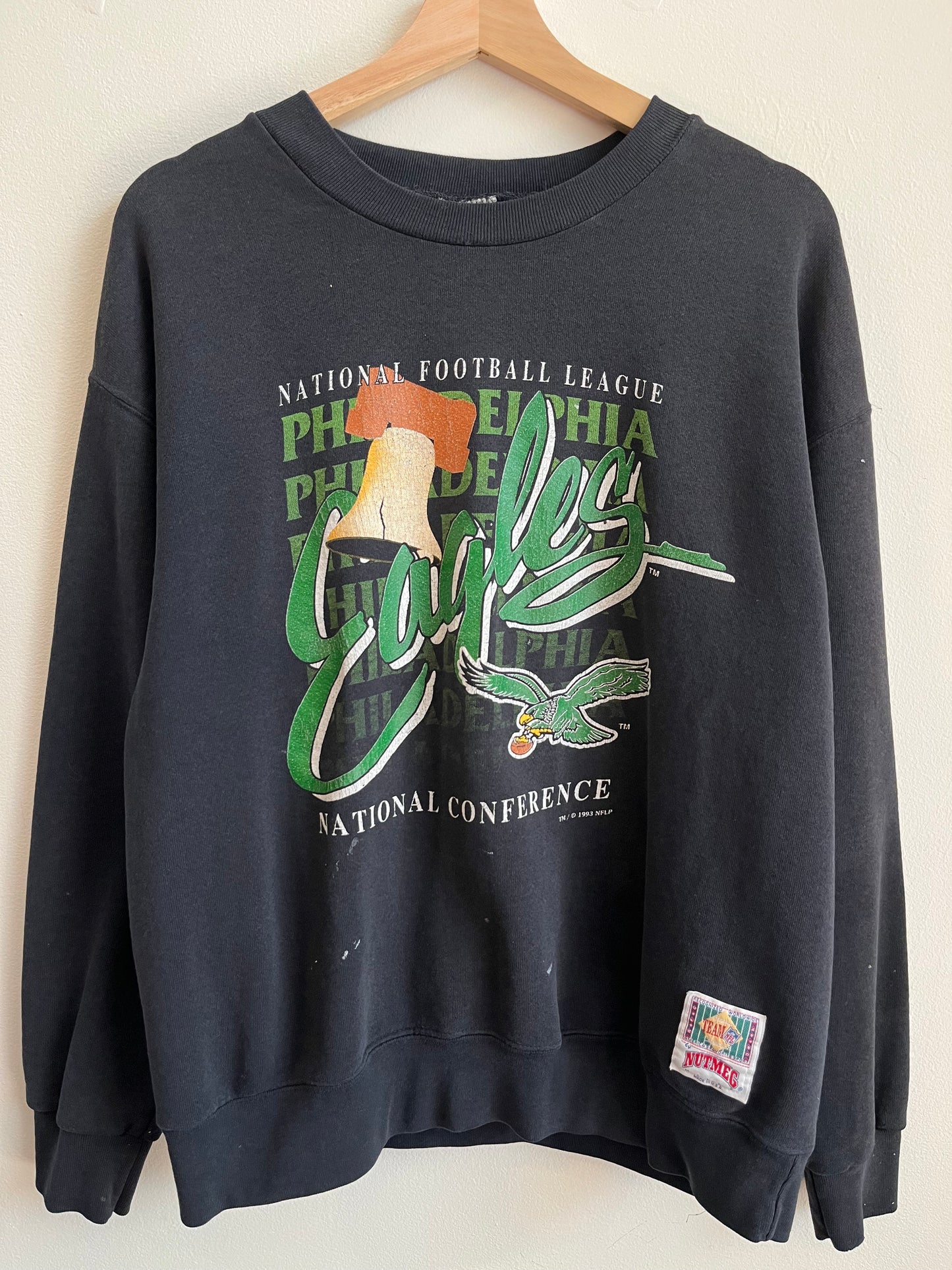 1993 Philadelphia Eagles Paint Stained Nutmeg Crewneck (L)