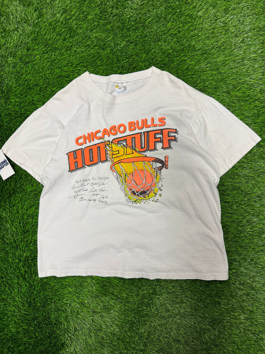 90 Chicago Bulls Hot Stuff Graphic Vintage Tee (XL)