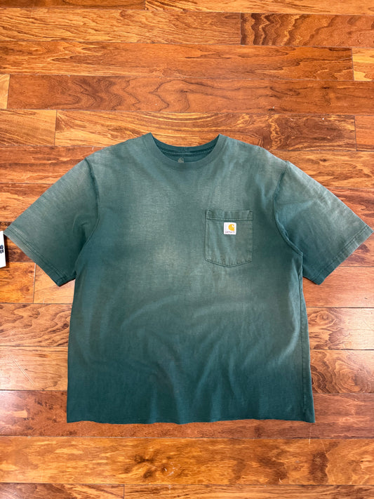 00s Carhartt Faded Green Cropped Pocket Tee (L)