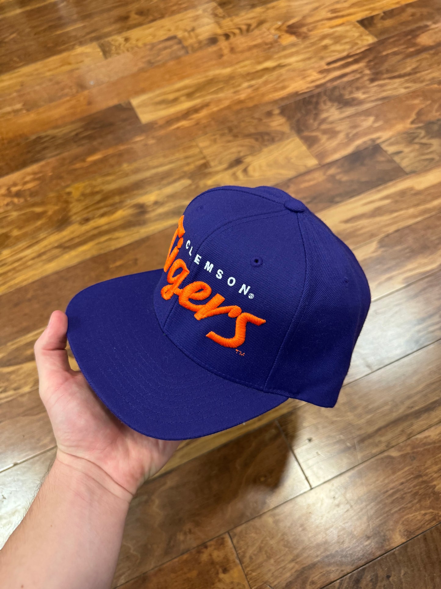 00s Clemson Tiger Spell Out Purple Starter Hat (OS)