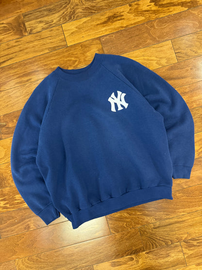 90s Yankees Blue Essential Embroidered Crewneck (L)