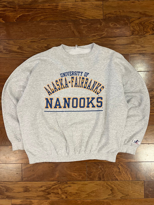 90s University Of Alaska-Fairbanks Nanooks Spell Out Crewneck (XL)