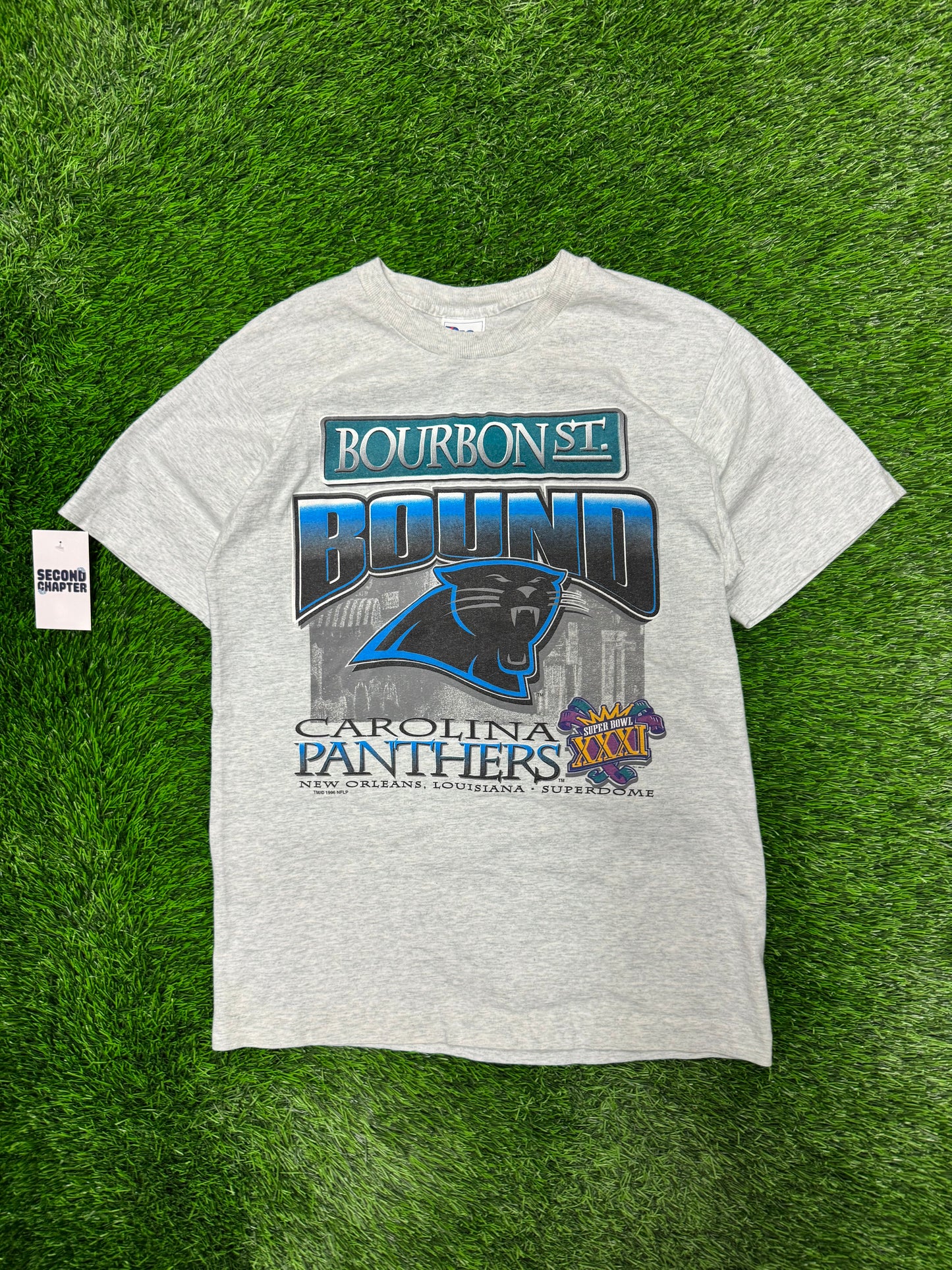 1996 Carolina Panthers Bourbon St Super Bowl Tee (M)
