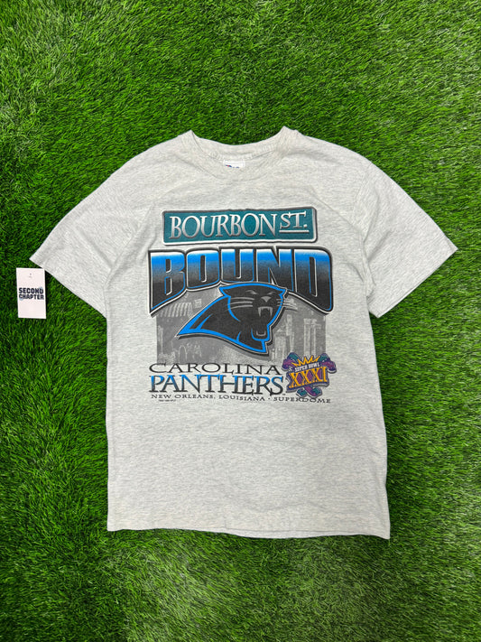 1996 Carolina Panthers Bourbon St Super Bowl Tee (M)