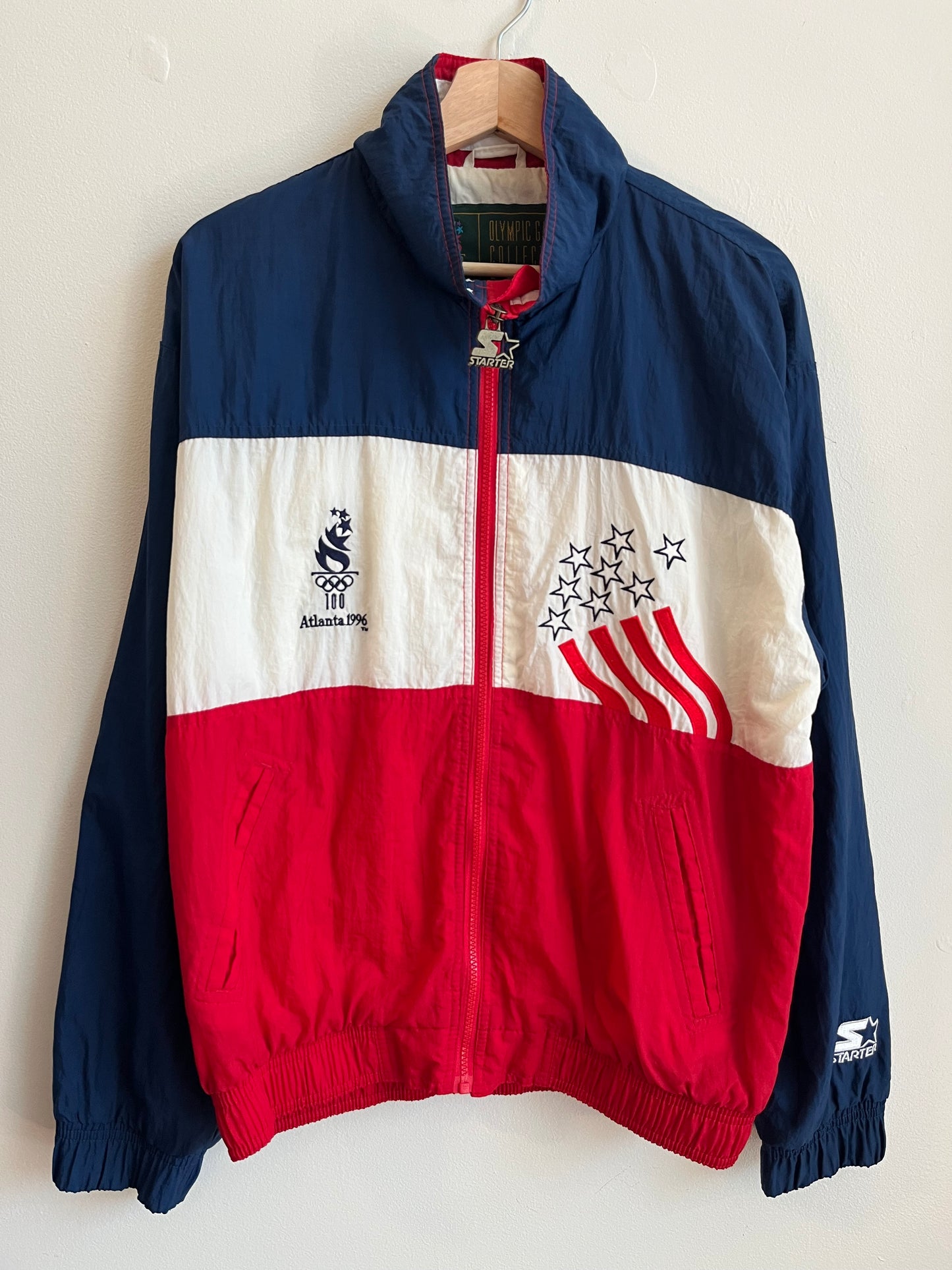 1996 Atlanta Olympics USA Red/White/Blue Starter Windbreaker (S)