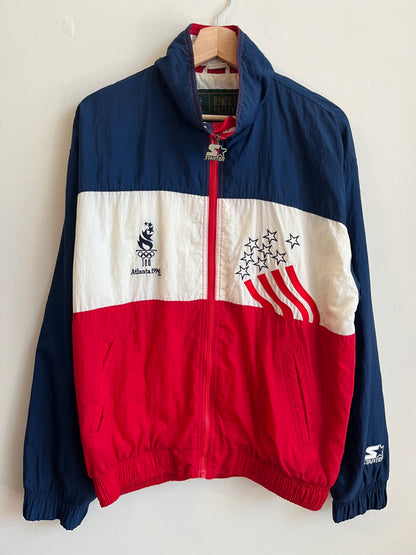 1996 Atlanta Olympics USA Red/White/Blue Starter Windbreaker (S)
