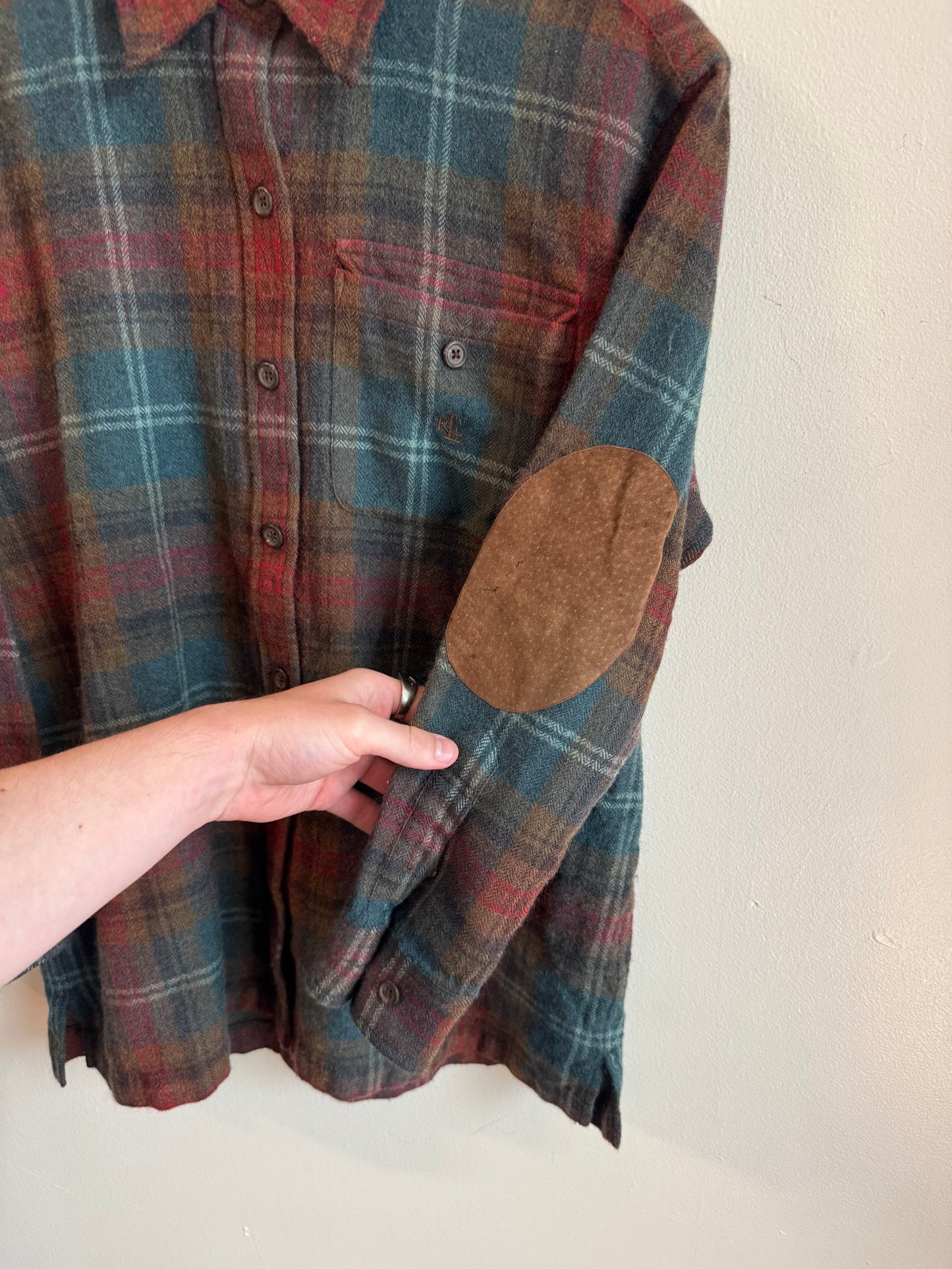 90s Lauren Ralph Lauren Multi-Colored Green Label Flannel (S)