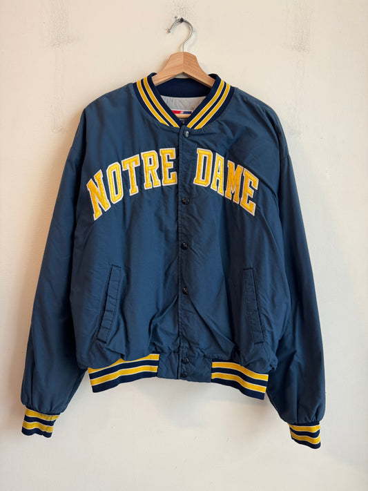 80s Notre Dame Boxy Swingster Vintage Windbreaker Varsity Jacket (L)