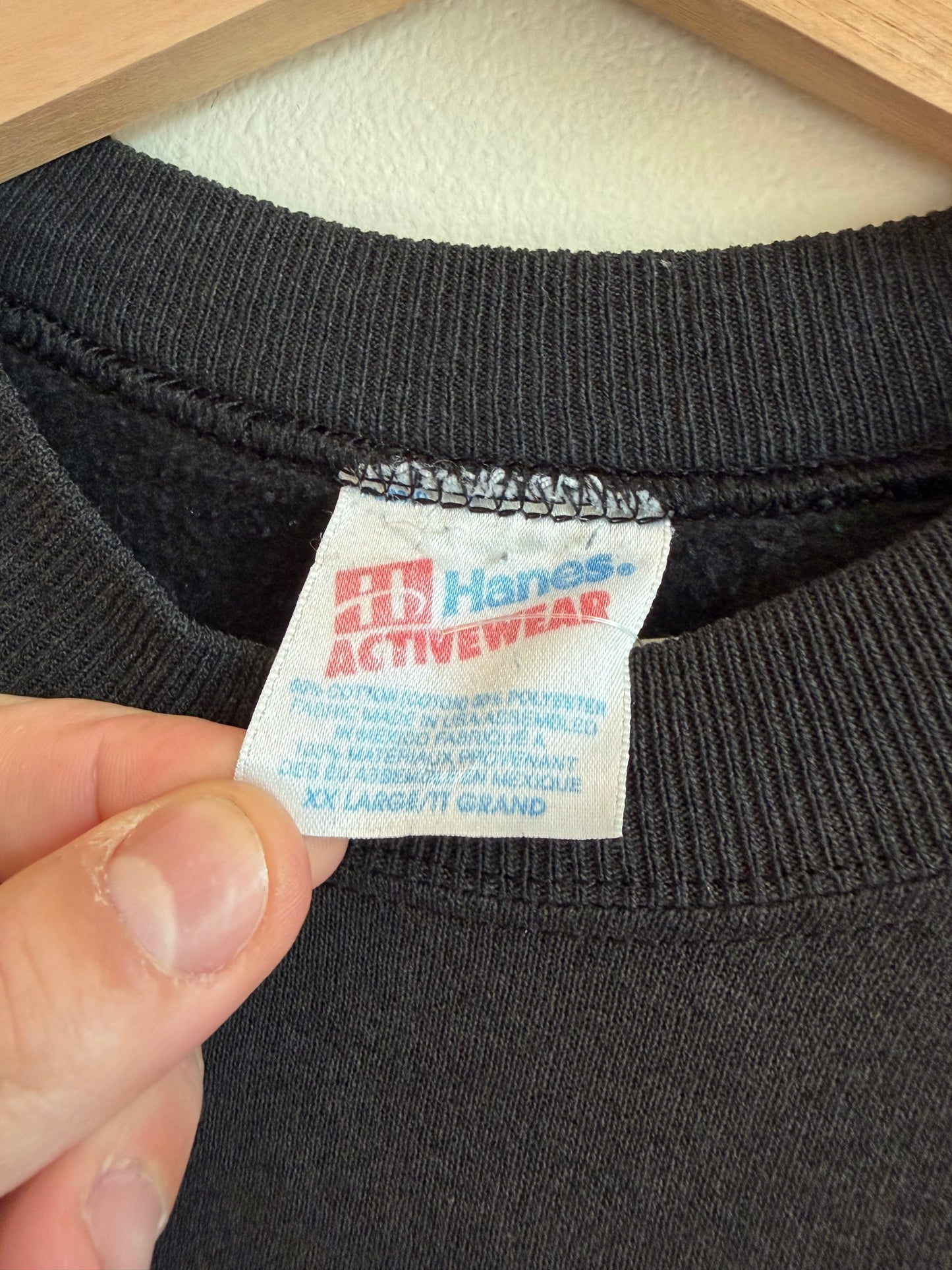 1990s Oakland Raiders Hanes Faded Black Crewneck (XXL)