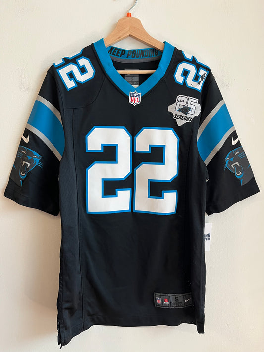 2019 Carolina Panthers Christian McCaffery 25 Seasons Patch Home Jersey (S)
