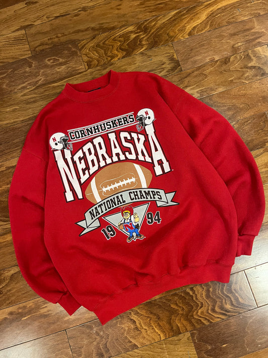 1994 Nebraska Cornhuskers Vintage Football Crewneck (L)
