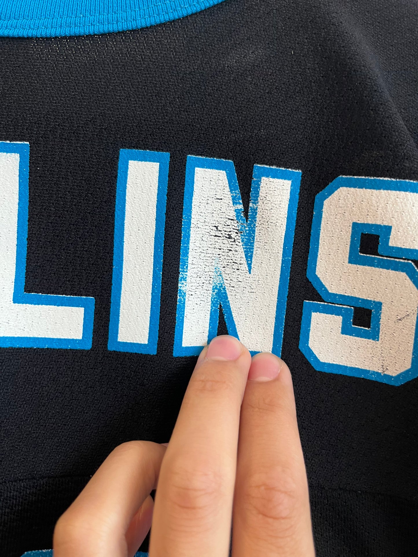 90s Carolina Panthers NFL Kerry Collins Logo 7 Jersey (L)