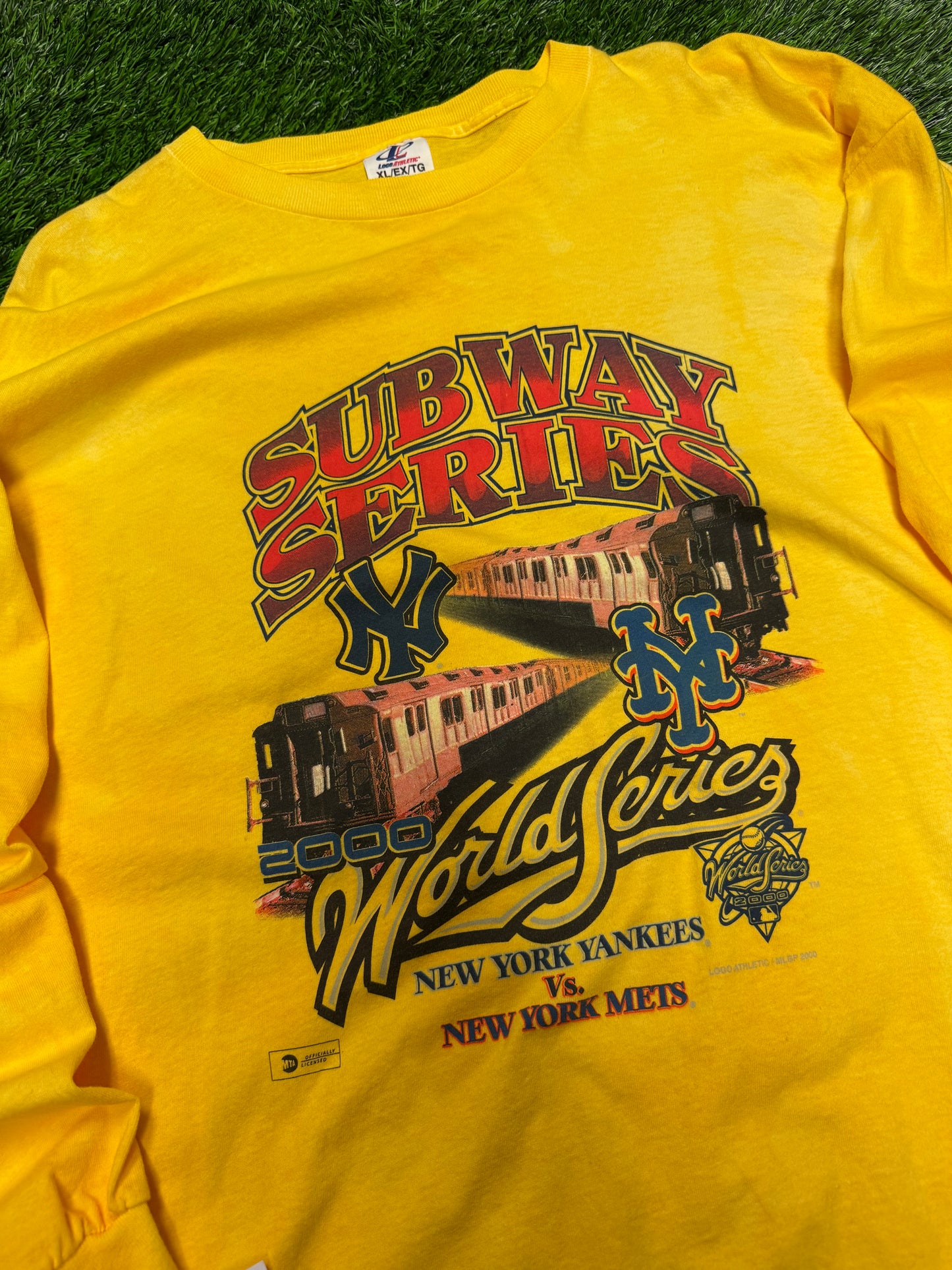 2000 New York Yankees v Mets Subway Series Vintage Dyed Long Sleeve Tee (XL)
