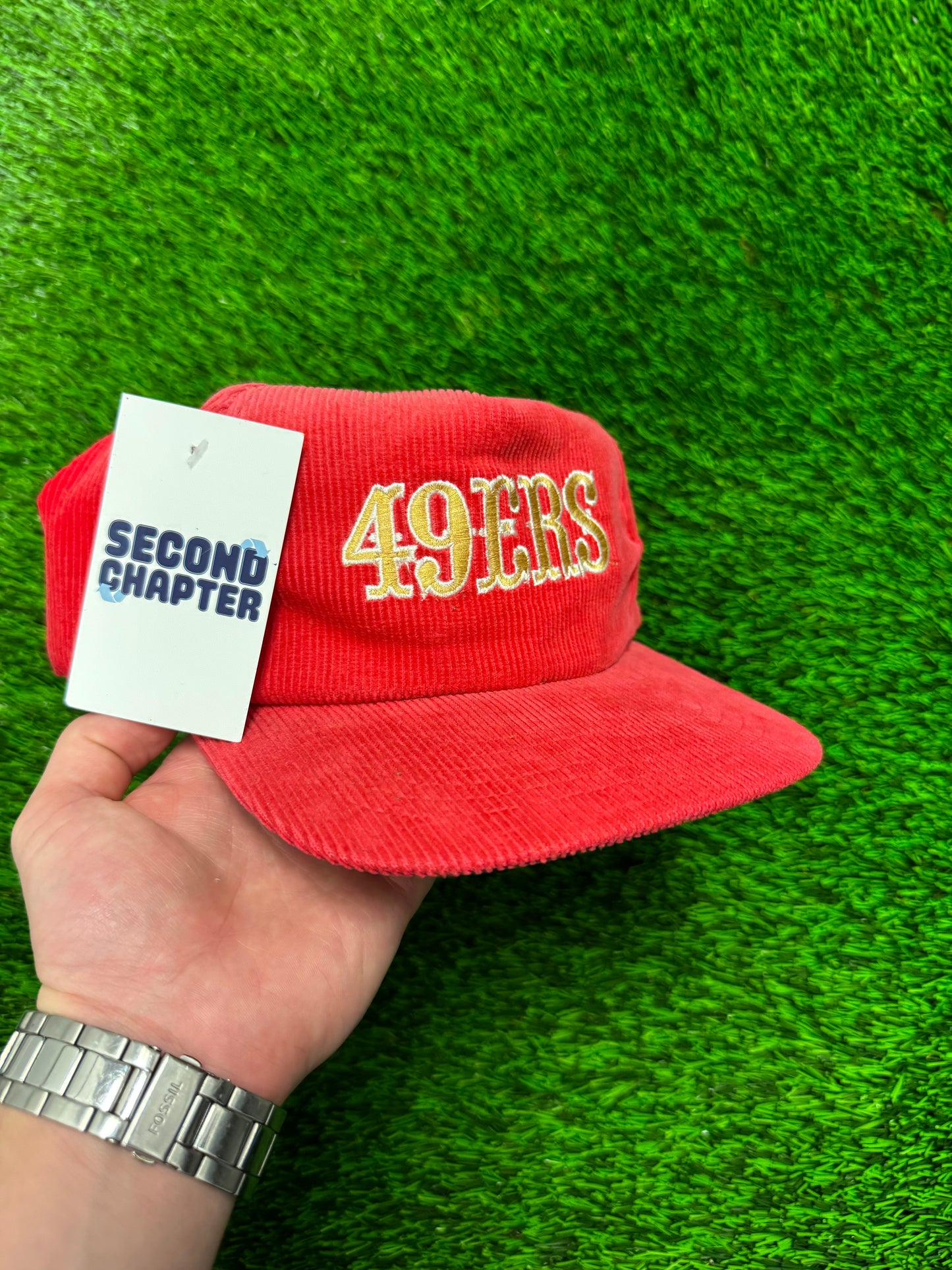 90s San Francisco 49ers Corduroy Red NFL Snapback Hat (OS)