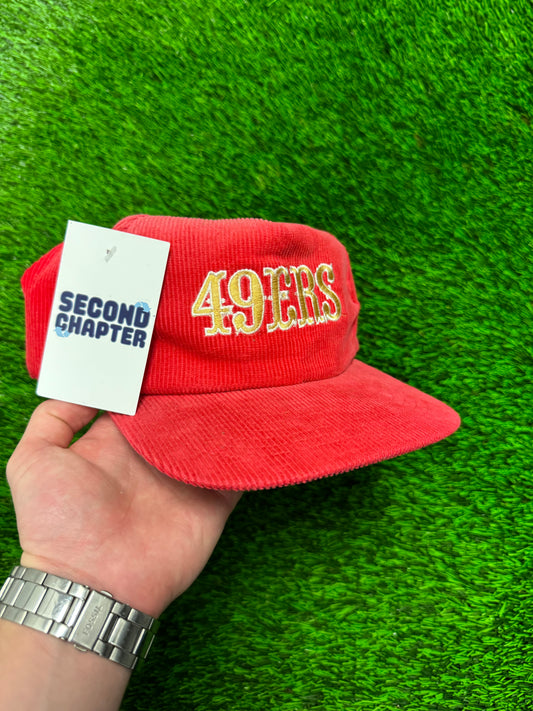 90s San Francisco 49ers Corduroy Red NFL Snapback Hat (OS)