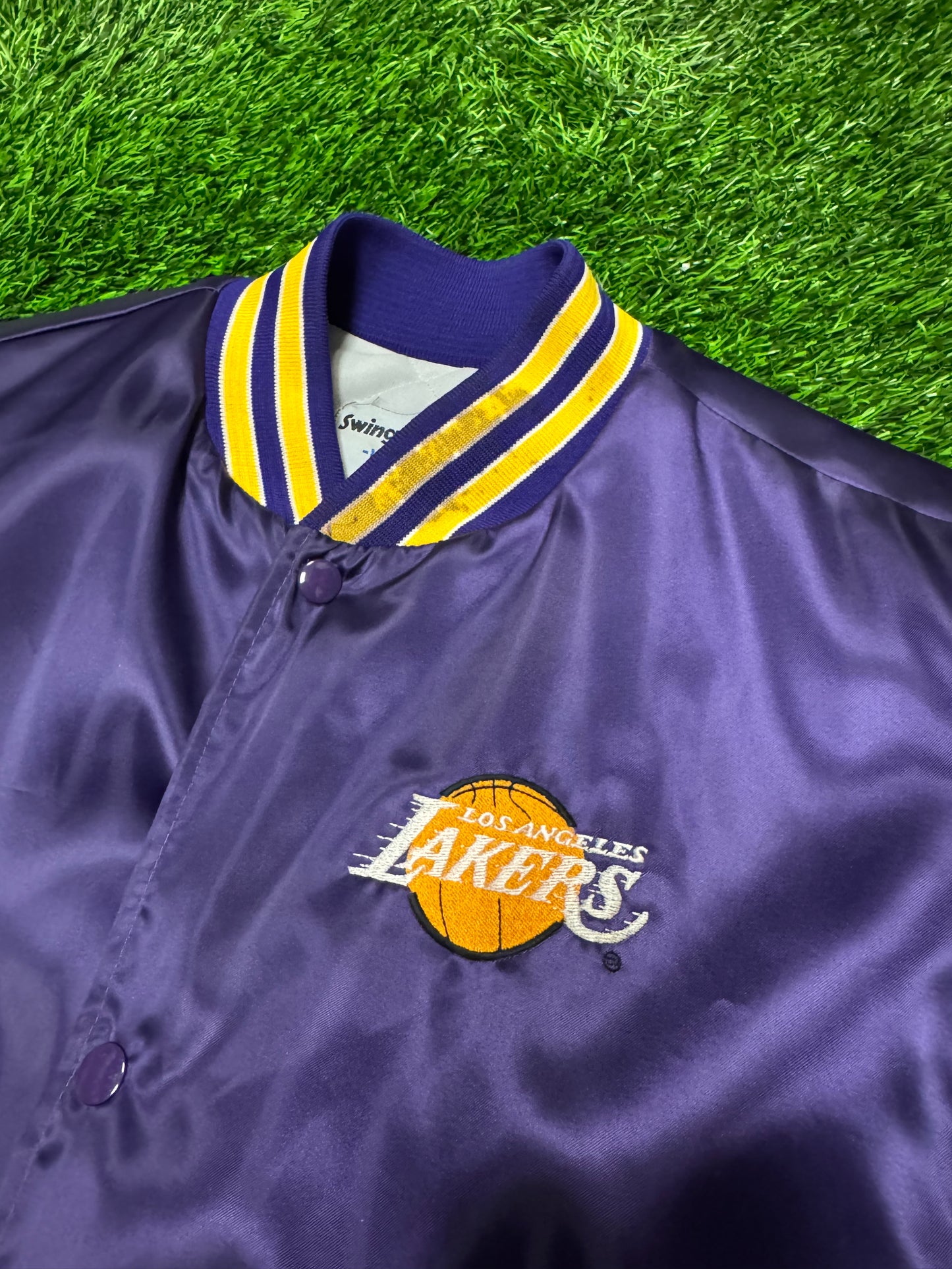 80s Los Angeles Lakers Vintage Swingster Purple Satin Jacket (L)