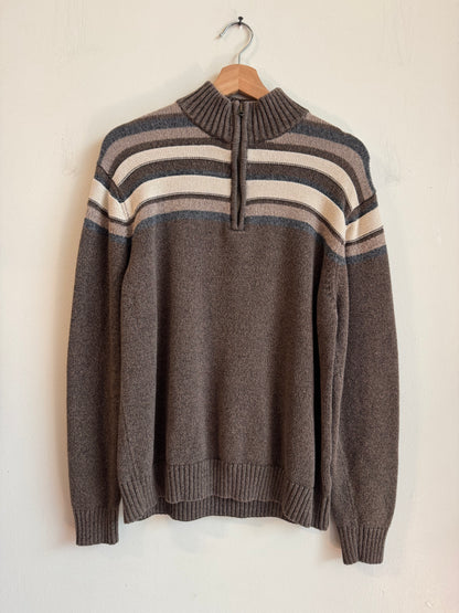 00s Dockers Striped Essential Quarter Zip Sweater (M)