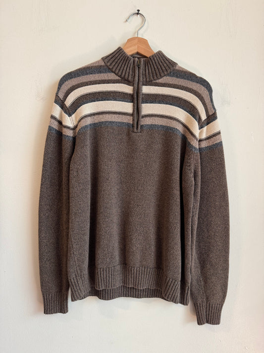 00s Dockers Striped Essential Quarter Zip Sweater (M)