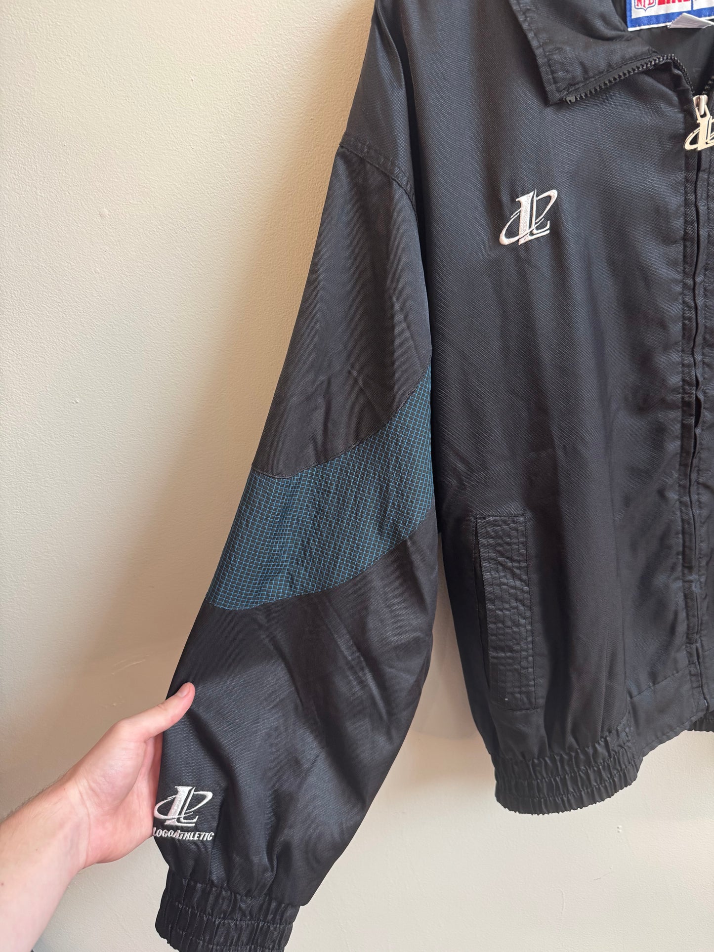90s Carolina Panthers Logo Athletic Pro Line Striped Windbreaker (XL)