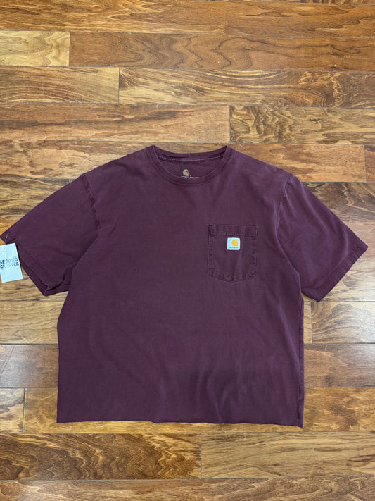 00s Carhartt Burgundy Essential Pocket Cropped Tee (L)
