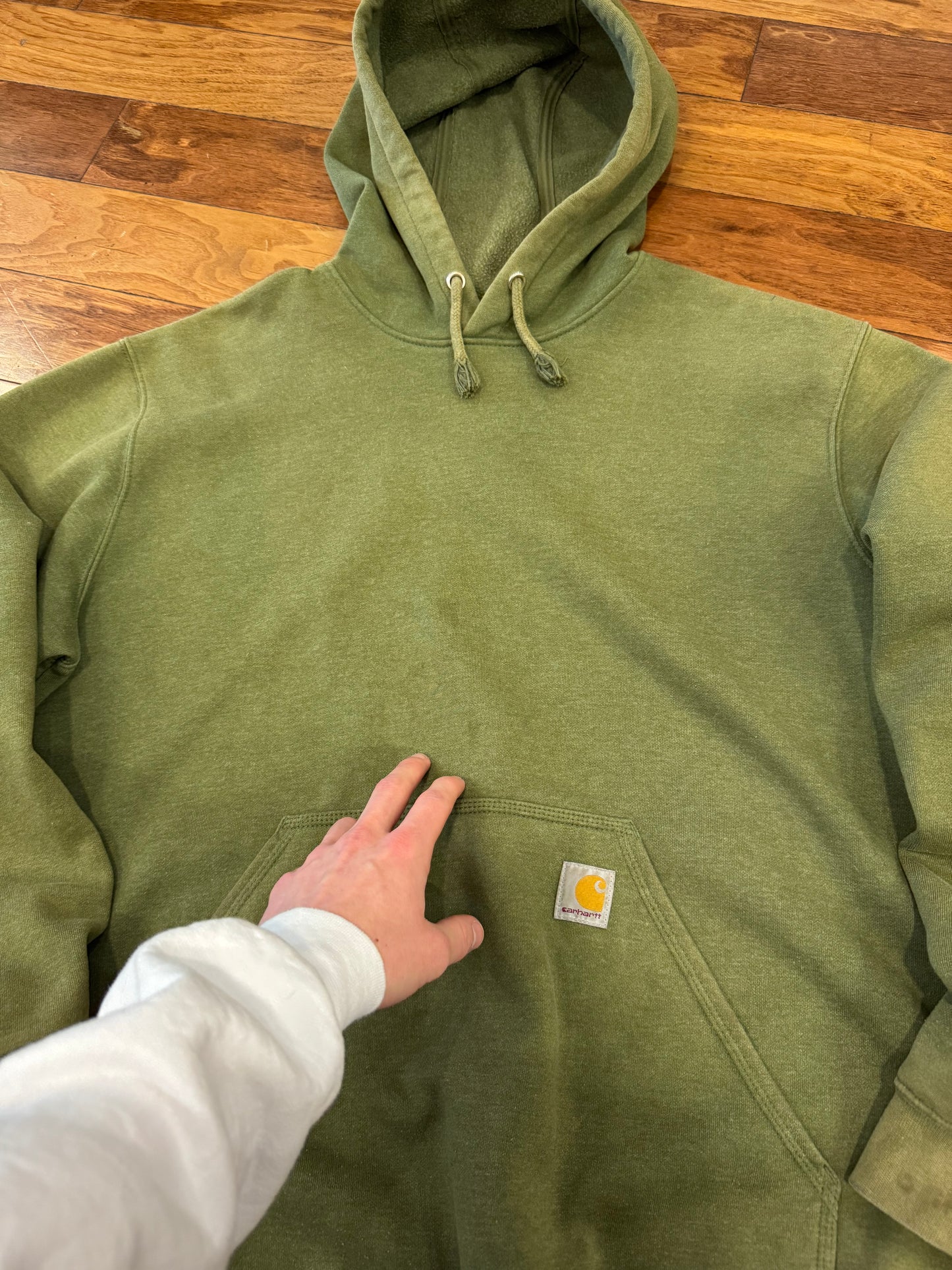 00s Carhartt Faded Green Essential Hoodie (L)