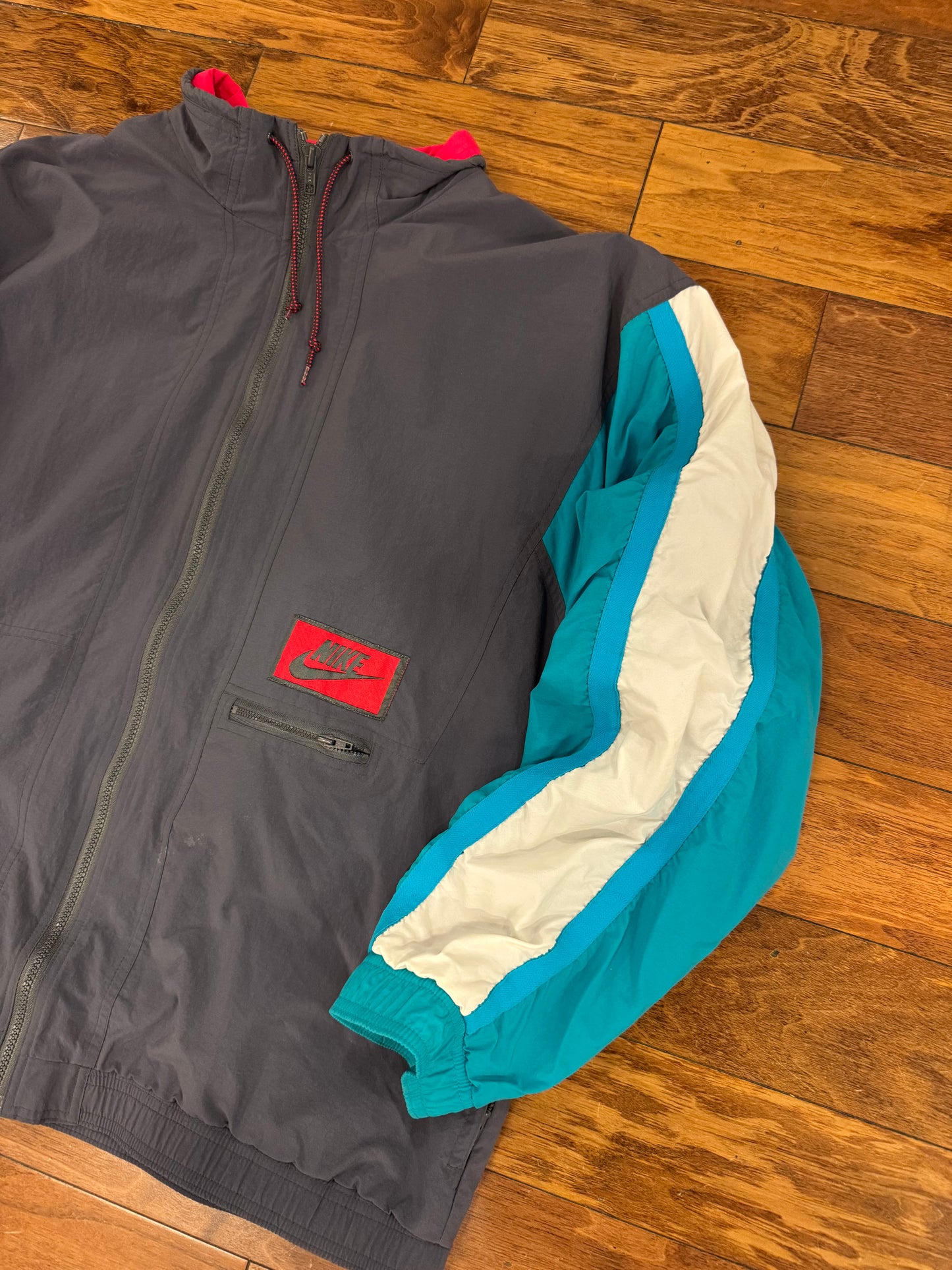 80s Nike Rare Grey/Teal Vintage Windbreaker (XL)