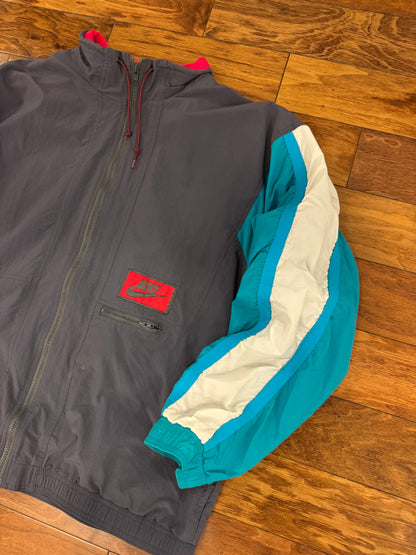 80s Nike Rare Grey/Teal Vintage Windbreaker (XL)