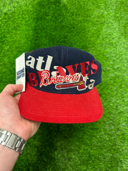 90s Atlanta Braves MLB Big Logo Vintage Snapback Hat (OS)