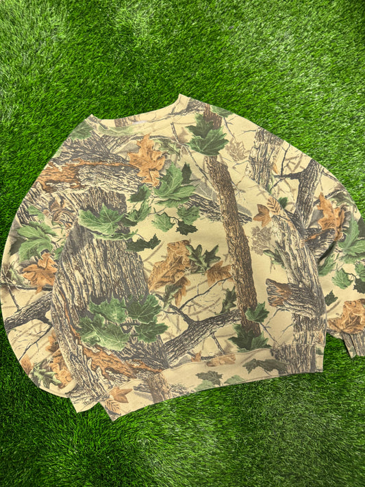 90s Faded Camo Vintage Jerzees Outdoors Crewneck (XXL)