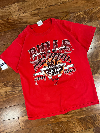 1992 Chicago Bulls Competitor World Champions Graphic NBA Tee (XL)