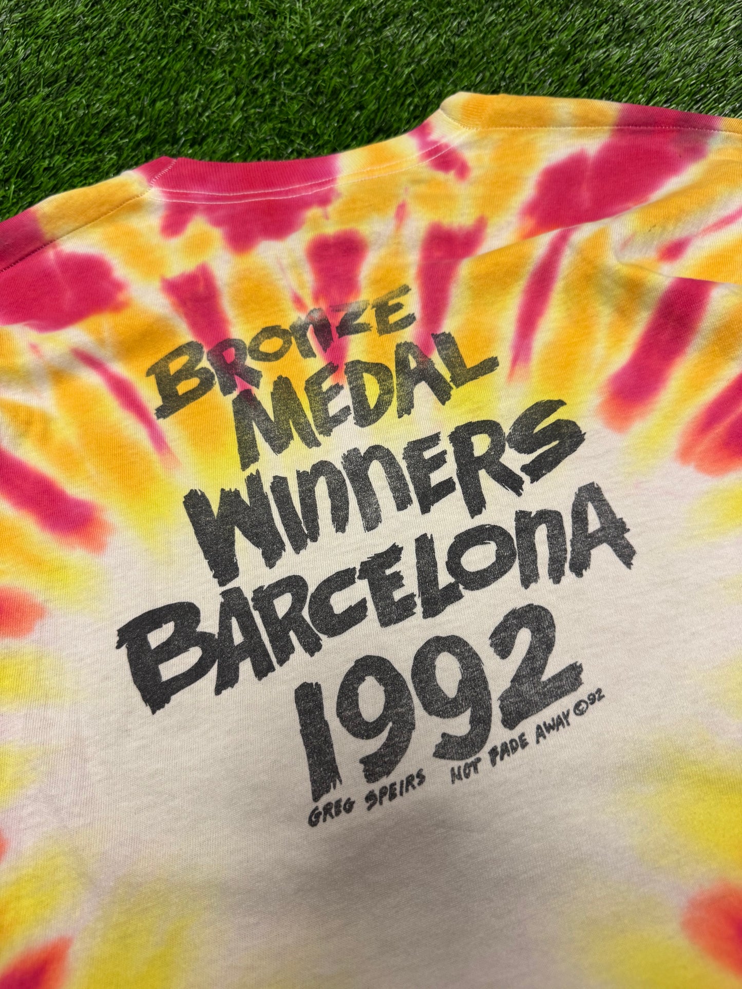 1992 Lithuania Grateful Dead Tie Dye Vintage Liquid Blue Band Tee (L)