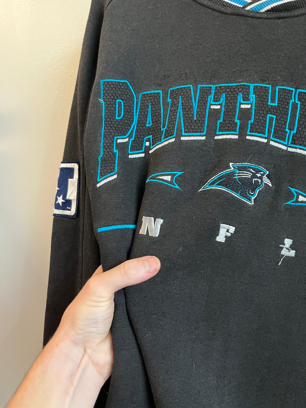 00s Carolina Panthers Lee Black Embroidered Crewneck (M)