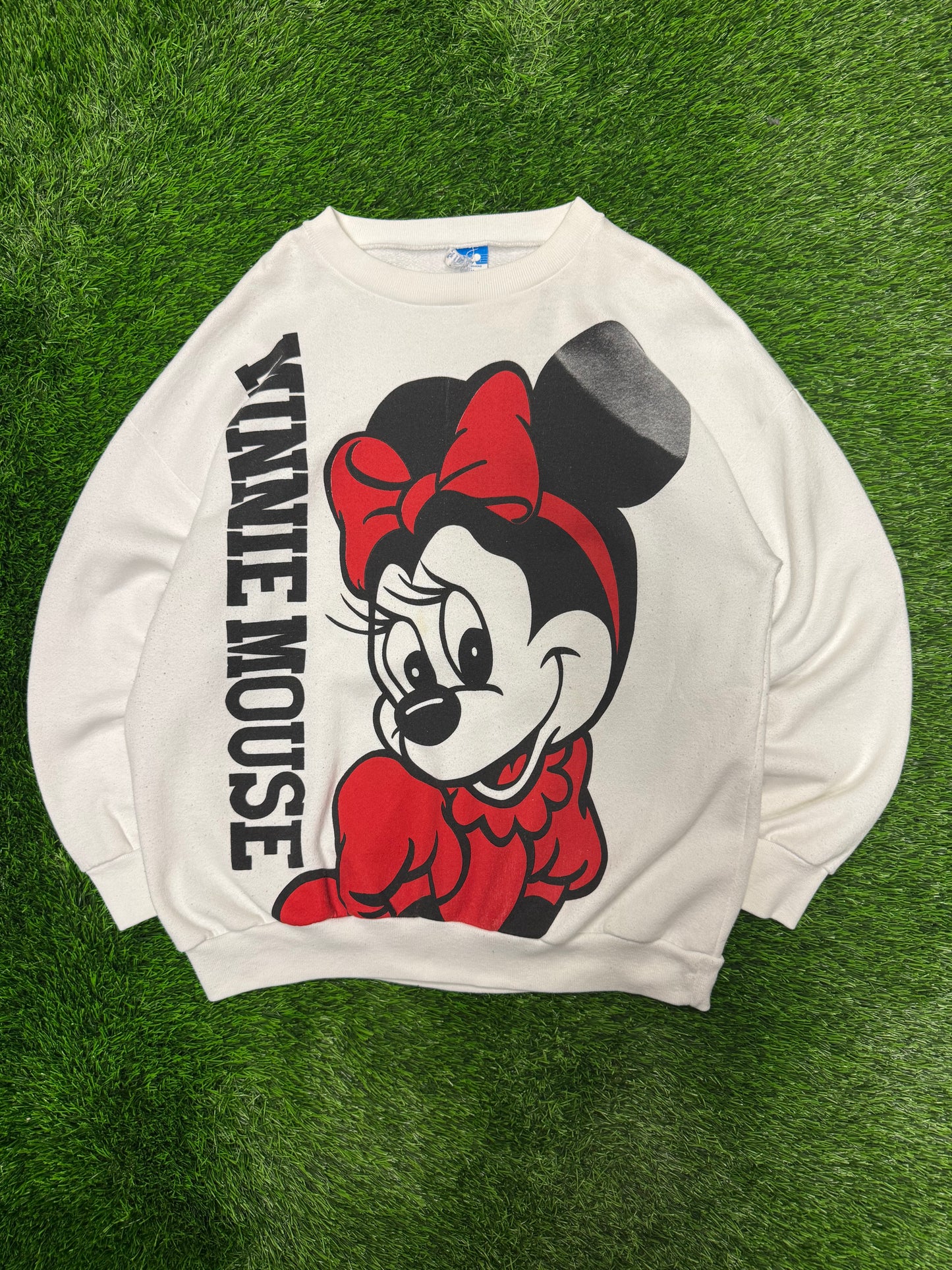 80s Minnie Mouse Vintage Disney AOP Crewneck (XL)