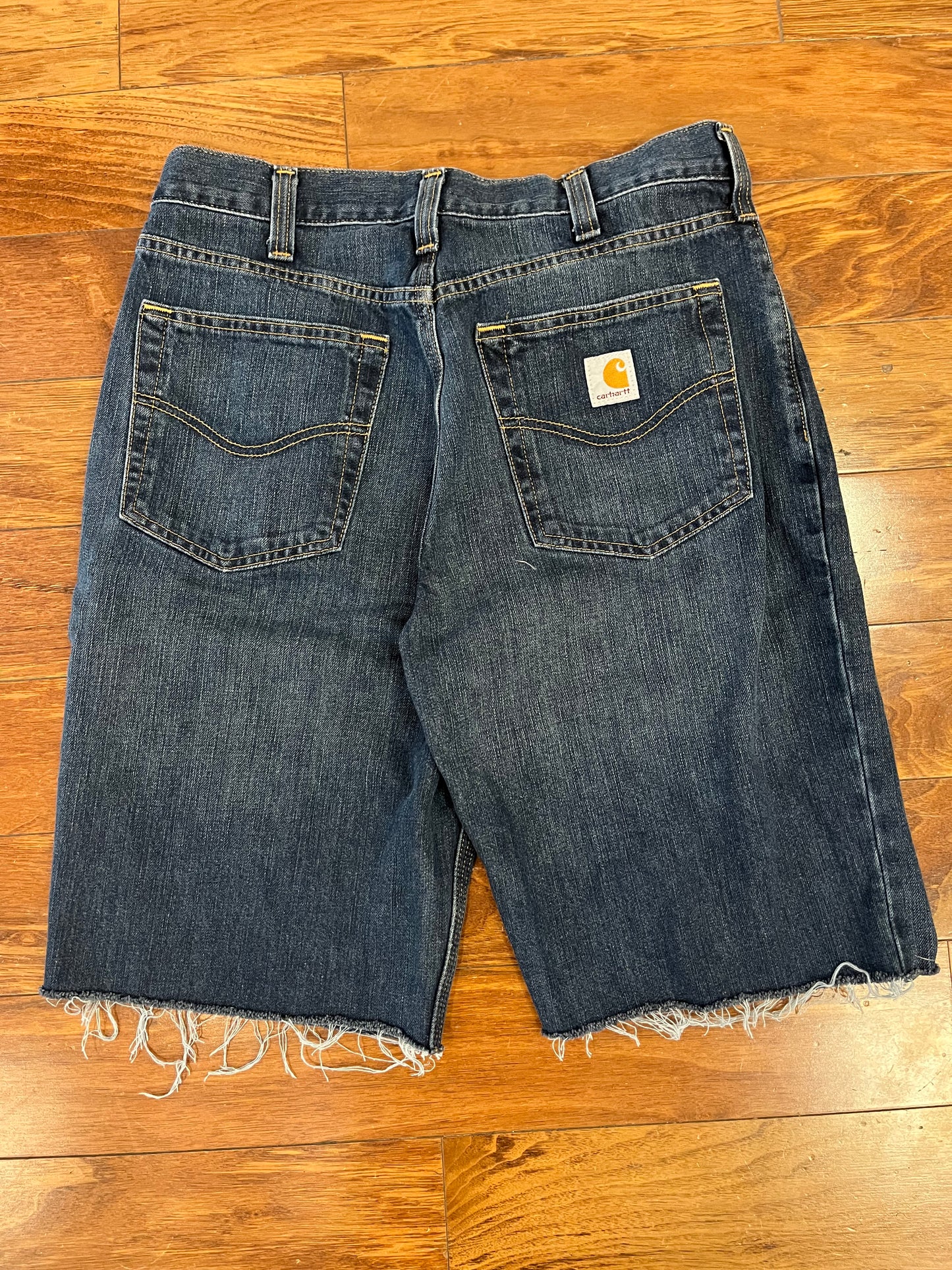 2017 Carhartt Dark Wash Distressed Shorts (32)